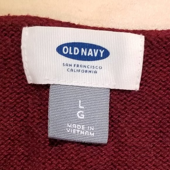Old Navy Maroon V Neck Long Sleeve Sweater - Picture 2 of 2